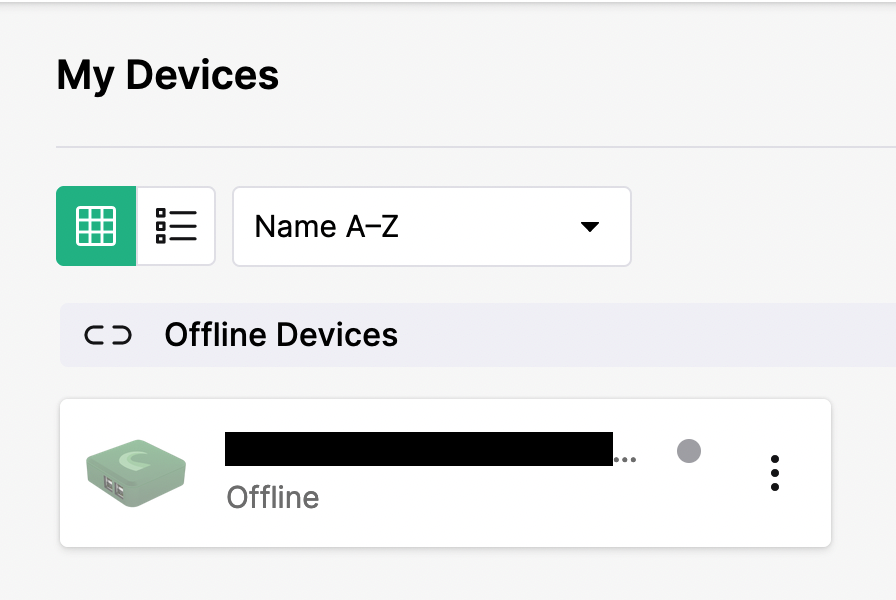 device showing in Canvas but offline