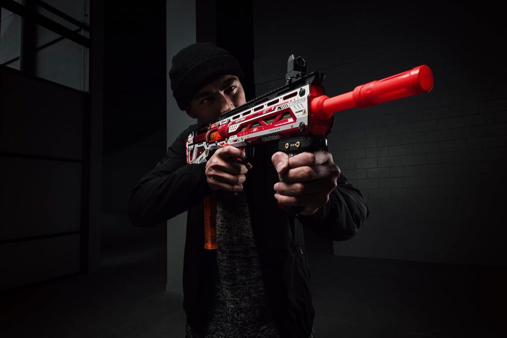 a marketing image of the xshot pro longshot